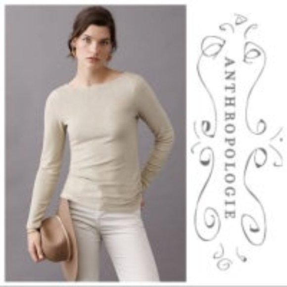 Anthropologie Saturday Sunday Rhea Boat-Neck Soft Plush Ruched Top Size M - Picture 1 of 15